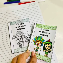 Material educativo do Dia dos Povos Indígenas com desenhos para colorir.