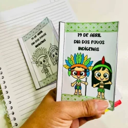 Mini livro com ilustrações de crianças indígenas para o Dia dos Povos Indígenas.