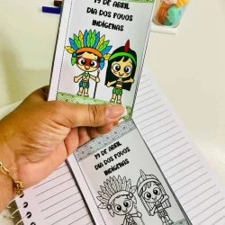 Mini livro com ilustrações de povos indígenas para o Dia dos Povos Indígenas.