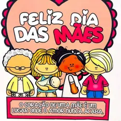 Ilustração de crianças comemorando o Dia das Mães com mensagem de amor.