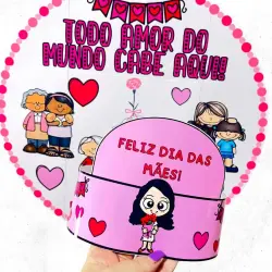 Painel de Dia das Mães com tema de amor e crianças, decorativo e colorido.