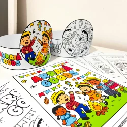 Artesanato infantil com tema de festa junina, colorido e divertido.