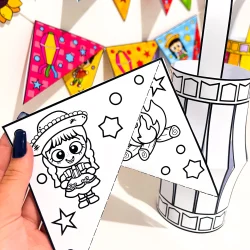 Atividades de São João com bandeirinhas e pipas para colorir.
