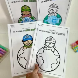 Desenhos de crianças com tema de meio ambiente para colorir.