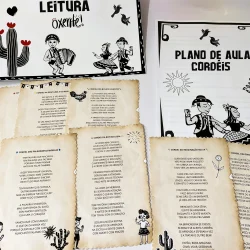 Material didático de cordéis para leitura e ensino em sala de aula.