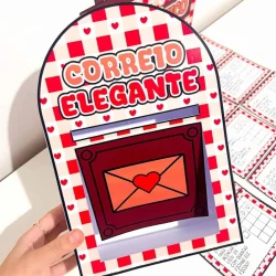Caixa de correio elegante com tema de coração e envelope.