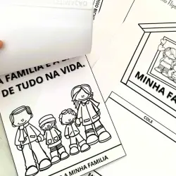 Desenho de família para atividades educativas na escola.