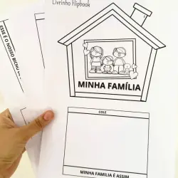Flipbook educativo sobre minha família para atividades escolares.