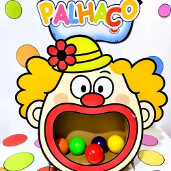 Brinquedo de boca de palhaço com bolas coloridas para crianças.