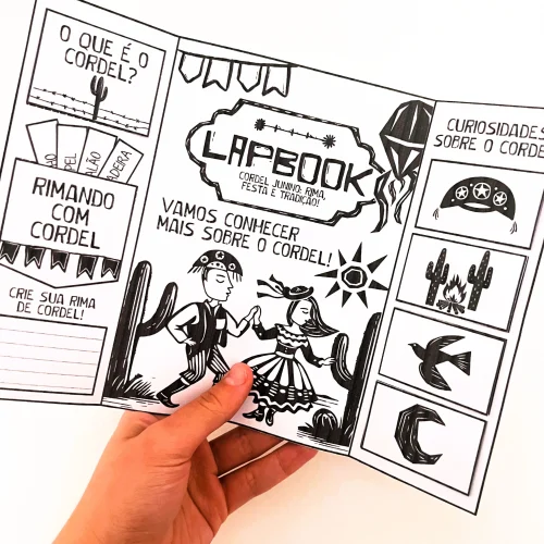 Lapbook de Cordel com atividades educativas e culturais para crianças.
