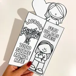 Lapbook comemorativo do Dia das Mães com desenhos de mãe e filha.