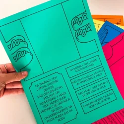 Atividades educativas juninas com desenhos de fogueira e bandeirinhas coloridas.
