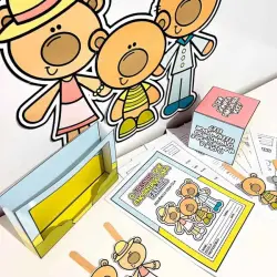 Ursinhos de papel decorativos para atividades educativas.