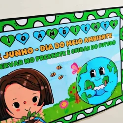 Cartaz do Dia do Meio Ambiente com tema de preservação e cuidado com o planeta.