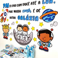 Mensagem de amor e admiração com tema espacial para o Dia dos Pais.