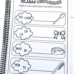 Atividades de sílabas descompostas para ordenar e formar palavras.