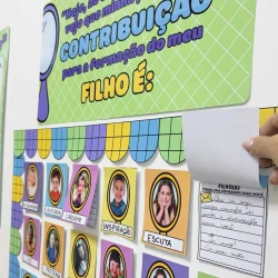 Atividade de reflexão com crianças na reunião de pais.