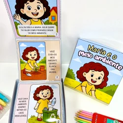 Livro infantil sobre cuidado com o meio ambiente com personagem Maria.