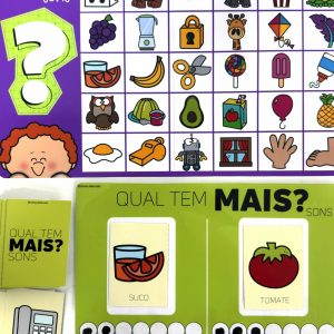 Jogo "Qual Tem Mais?" - Consciência Fonológica - Pedagogia de Ideias Jogo "Qual Tem Mais?" - Consciência Fonológica