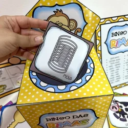 Cartas do Bingo das Rimas com desenhos e palavras educativas.