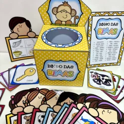 Jogo de bingo com tema de rimas para crianças na educação infantil.