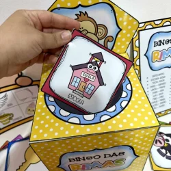 Jogo de bingo com rimas para atividades educativas infantis.