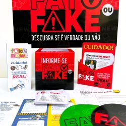 Material educativo sobre notícias falsas e verdades.