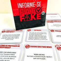 Kit de materiais educativos sobre notícias falsas e desinformação.