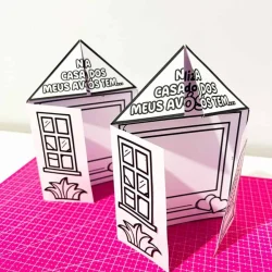 Cartão de papel em forma de casinha para o Dia dos Avós.