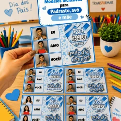 Cartão personalizado para o Dia dos Pais com fotos e mensagens especiais.