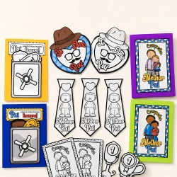 Conjunto de cartões e acessórios para o Dia dos Pais.