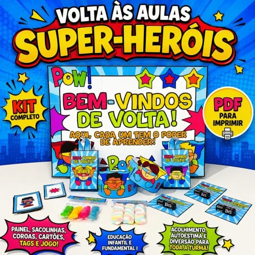 Kit Volta às Aulas Super-Heróis - Kit Sala de Aula