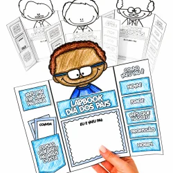 Lapbook Dia dos Pais com desenhos de crianças e espaço para preencher.
