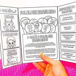 Atividade de folclore brasileiro em formato de lapbook interativo para crianças.