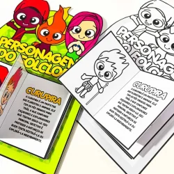 Luva com personagens do folclore para atividades educativas.