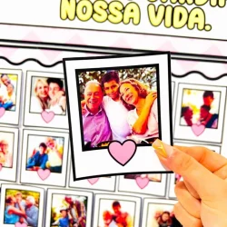 Painel com fotos de avós e netos para o Dia dos Avós.