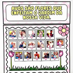 Painel comemorativo do Dia dos Avós com fotos e mensagem de amor.