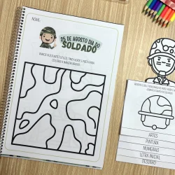 Atividade de colorir para o Dia do Soldado com tema militar.