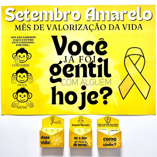 Campanha de conscientização sobre Setembro Amarelo e saúde mental.