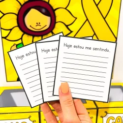 Cartões de sentimentos para campanha Setembro Amarelo com flor de girassol.