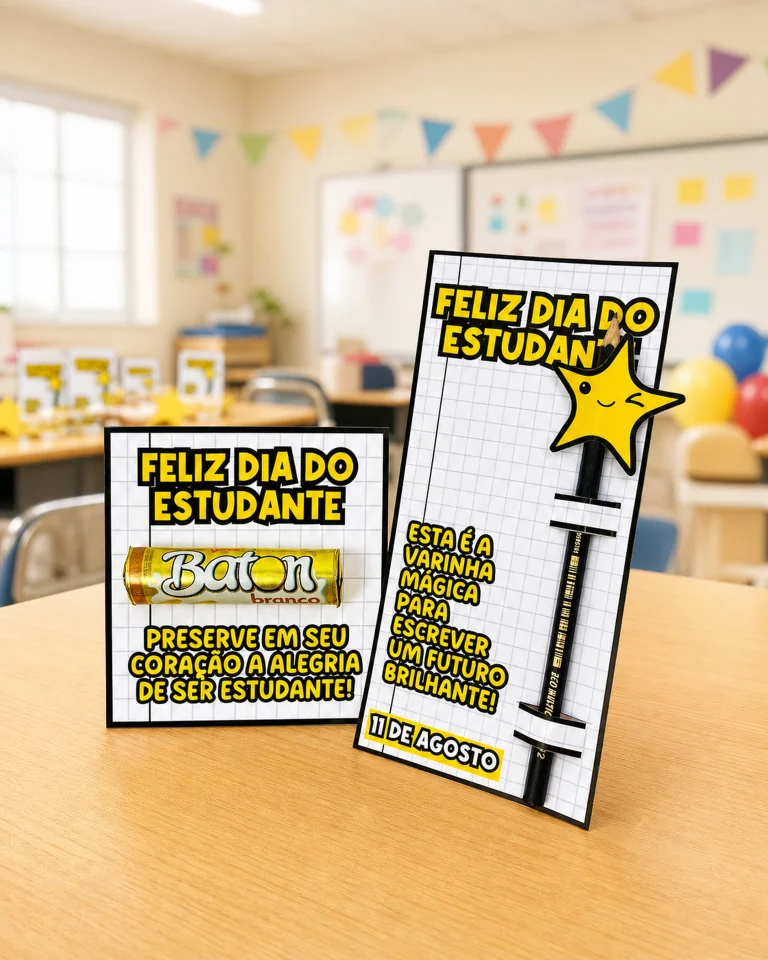 Kit Cartão e Porta-Lápis Dia do Estudante — foto 6