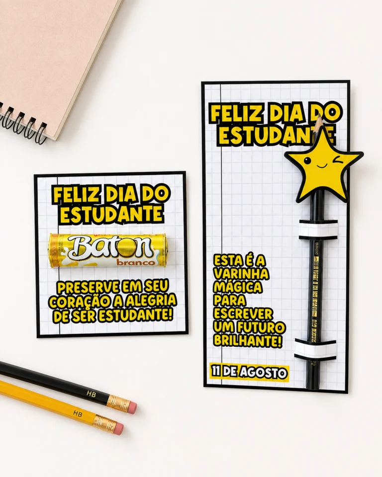 Kit Cartão e Porta-Lápis Dia do Estudante — foto 5