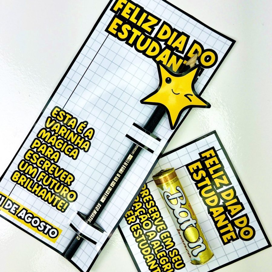 Cartão e Porta-Lápis - Dia do Estudante - Dia do Estudante