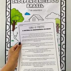 Material educativo sobre a Independência do Brasil para crianças.