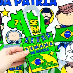 Material educativo da Semana da Pátria com tema do Brasil e bandeira brasileira.