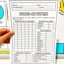 Ficha de dados da turma para atividades escolares e projetos pedagógicos.