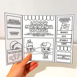 Lapbook sobre a Independência do Brasil com cores e desenhos educativos.