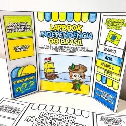 Lapbook sobre a Independência do Brasil com cores e elementos históricos.