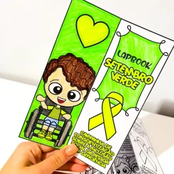 Lapbook com tema Setembro Verde e símbolo de conscientização.