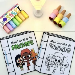 Livro do folclore infantil com ilustrações de personagens folclóricos.